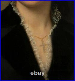 Magnifique Portrait Femme Élégante Belle Époque Peinture Tableau Ancien XIX Hst