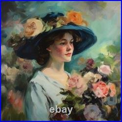 Magnifique Tableau A Lady par Tullasky 40x40 cm