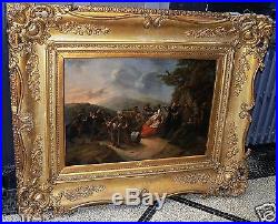 Magnifique grande peinture bataille Ecole flamande Ferdinand De Braekeleer 1861