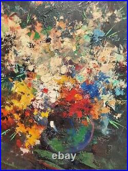 Magnifique huile sur toile par Robert Falcucci 1900-1982 bouquet de fleurs