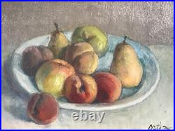 Manuel Ortiz De Zarate 1886-1946 Composition aux fruits Huile sur toile 27X35cm