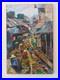 Marché Flottant Rural Asie Thaïlande Magnifique Peinture Au Couteau Originale