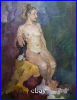 Marie Avva peinture huile toile femme nue 90-70 cm