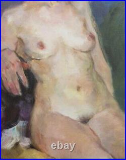 Marie Avva peinture huile toile femme nue 90-70 cm