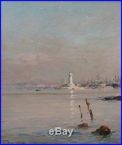 Marius REYNAUD, Marseille, Phare, Port, Joliette, Tableau, Peinture, marine, art