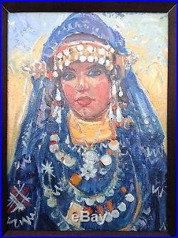 Martin Lindenau Tableau Orientaliste Portrait Femme Marocaine Berbère