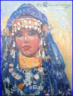 Martin Lindenau Tableau Orientaliste Portrait Femme Marocaine Berbère