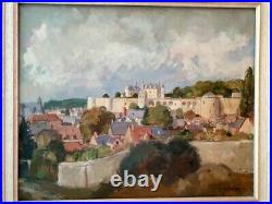 Maurice Ambroise Ehlinger Huile sur toile Vue d'Amboise peinture tableau chateau