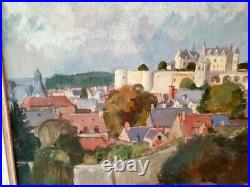 Maurice Ambroise Ehlinger Huile sur toile Vue d'Amboise peinture tableau chateau