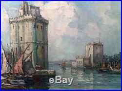 Maurice Barle Huile Sur Toile Port De La Rochelle / Marine / Bateaux
