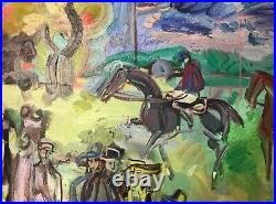 Maurice Empi Peinture Originale 15p Scènes Hippiques Champ De Course Deauville