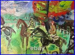 Maurice Empi Peinture Originale 15p Scènes Hippiques Champ De Course Deauville