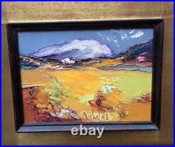 Michel NO. Paysage Abstrait. Peinture huile sur toile signé