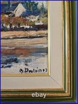 Michel Poulain Huile sur toile Bords de Loire tableau peinture cadre