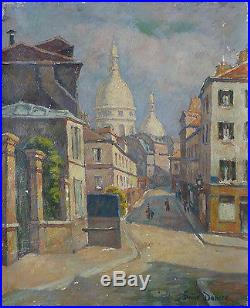 Montmartre à Paris Peinture signée Émile DANCRE (1901-1977) daté 1929
