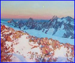 Mountain Landscape Original Painting Alps Snow Paysage montagnes Alpes