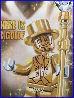 Mr. Gold Lego -magnifique Peinture À L'huile Sur Toile De Lin Signée Très Rare