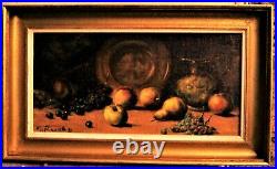Nature morte aux fruits. Signé G. Rausch. Huile / toile de 1937 Cadre 43x73 cm