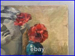 Nature morte, huile sur toile, tableau ancien, peinture, XXe