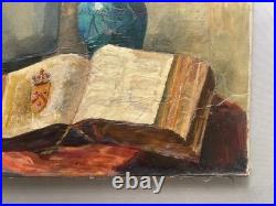 Nature morte, huile sur toile, tableau ancien, peinture, XXe