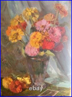 Nature morte peinture sur huile toile 92x65 artiste Henri Keller 1916 1972