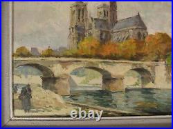 Notre Dame De Paris En Automne Huile Sur Toile Peinture Signée Henri Schaeffer