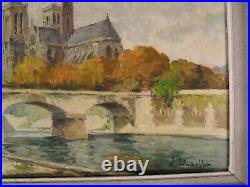 Notre Dame De Paris En Automne Huile Sur Toile Peinture Signée Henri Schaeffer
