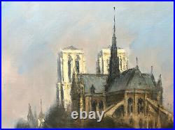 Notre-Dame de Paris et la Tour Eiffel par Michel Hertz peintre de la marine