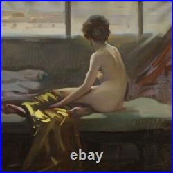 Nu de femme peinture signée tableau huile sur toile fille 20ème siècle 900