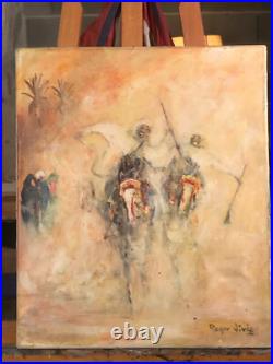 ORIENTALISME Roger VIVES 1939-2013 huile sur toile CAVALIERS BERBERES