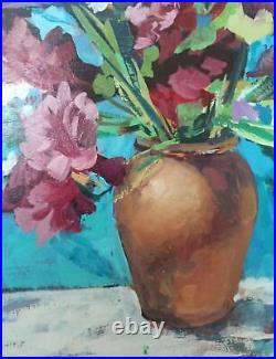 ORIGINAL Peinture à l'huile sur toile Iris Fleurs Peinture Impressionnisme