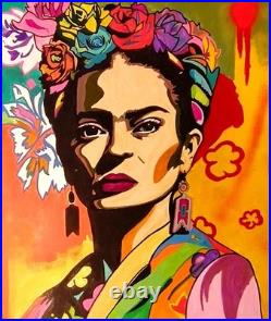 Oeuvre pop art originale sur toile Frida par Caronart