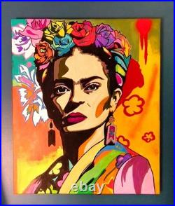 Oeuvre pop art originale sur toile Frida par Caronart