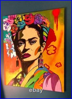 Oeuvre pop art originale sur toile Frida par Caronart