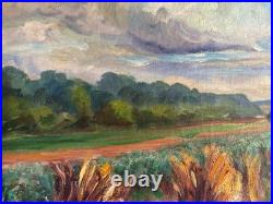 Oil on Canvas Rural Landscape Haystacks Louis Pagnoux 1884-1966 Signed