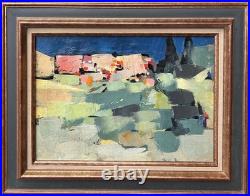 Original Abstract Landscape Oil Painting, Framed, 1950's Style Nicolas de Staël