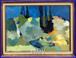 Original Abstract Landscape Oil Painting, Framed, 1950's Style Nicolas de Staël