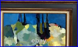 Original Abstract Landscape Oil Painting, Framed, 1950's Style Nicolas de Staël