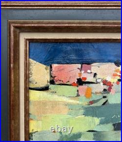 Original Abstract Landscape Oil Painting, Framed, 1950's Style Nicolas de Staël
