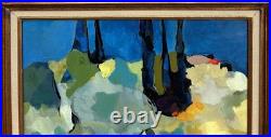 Original Abstract Landscape Oil Painting, Framed, 1950's Style Nicolas de Staël
