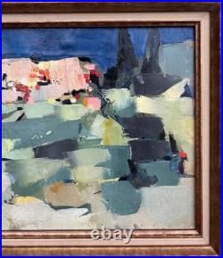Original Abstract Landscape Oil Painting, Framed, 1950's Style Nicolas de Staël