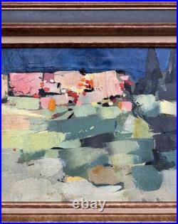 Original Abstract Landscape Oil Painting, Framed, 1950's Style Nicolas de Staël