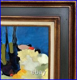 Original Abstract Landscape Oil Painting, Framed, 1950's Style Nicolas de Staël