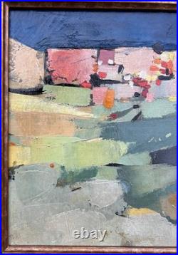 Original Abstract Landscape Oil Painting, Framed, 1950's Style Nicolas de Staël