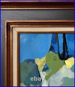 Original Abstract Landscape Oil Painting, Framed, 1950's Style Nicolas de Staël