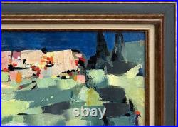 Original Abstract Landscape Oil Painting, Framed, 1950's Style Nicolas de Staël