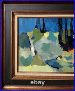 Original Abstract Landscape Oil Painting, Framed, 1950's Style Nicolas de Staël