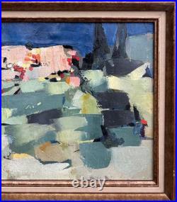 Original Abstract Landscape Oil Painting, Framed, 1950's Style Nicolas de Staël