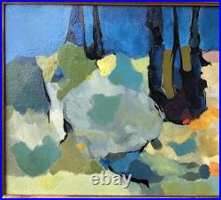 Original Abstract Landscape Oil Painting, Framed, 1950's Style Nicolas de Staël
