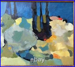Original Abstract Landscape Oil Painting, Framed, 1950's Style Nicolas de Staël